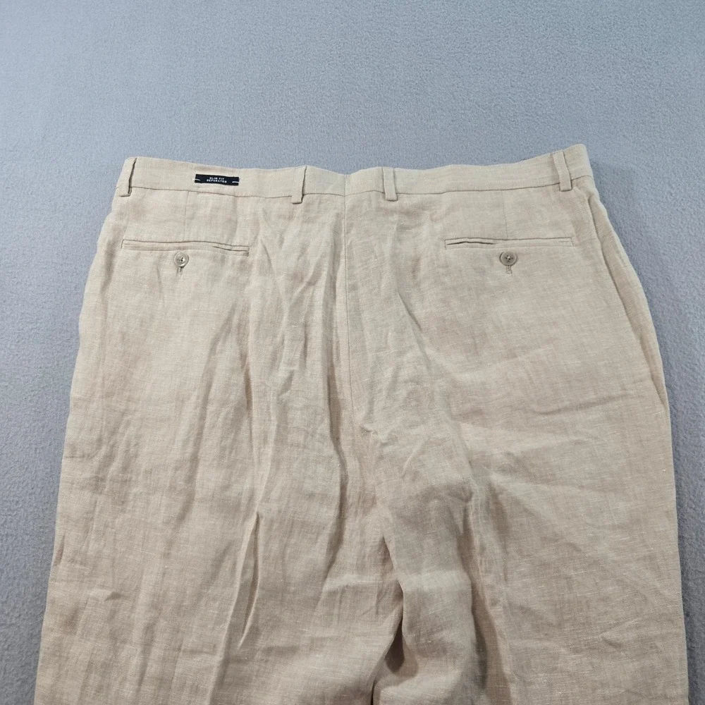 Joseph Abboud JOE Dress Pants Mens 40U Beige 100% Linen Slim Fit Separates NWT
